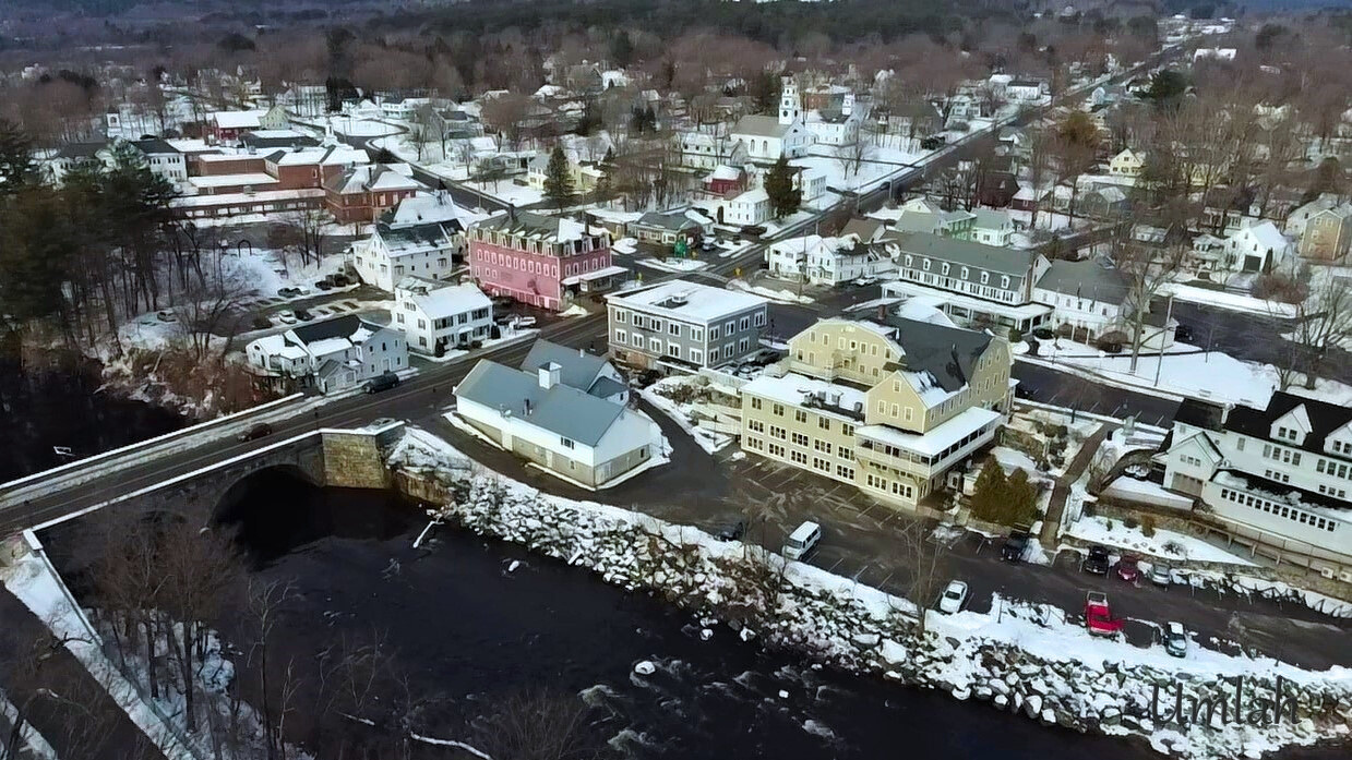 Beautiful Aerial view of downtown Henniker New Hampshire. 